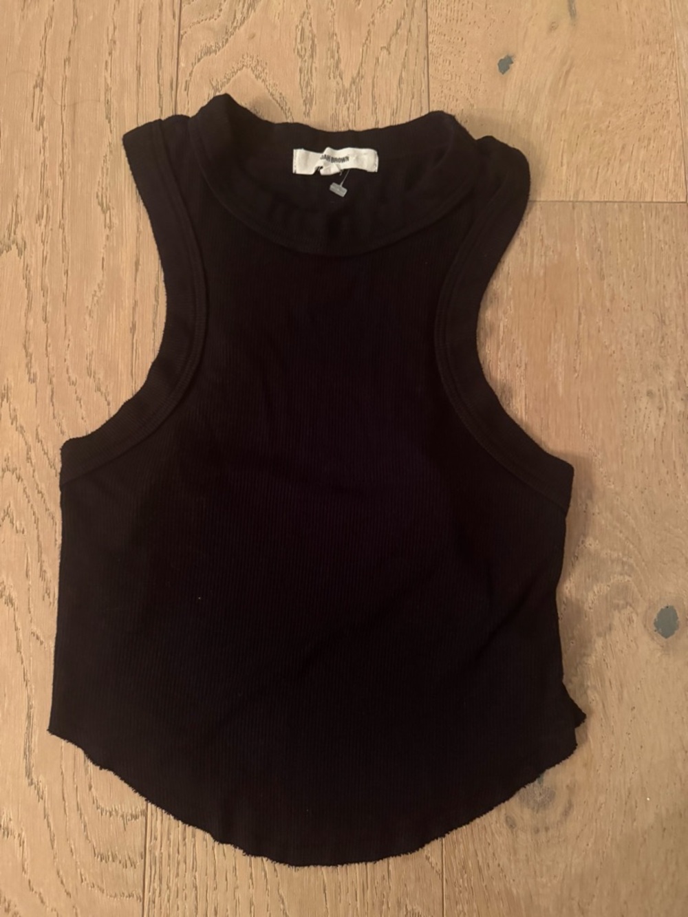 Joah Brown Black Ribbed Sleeveless Tank